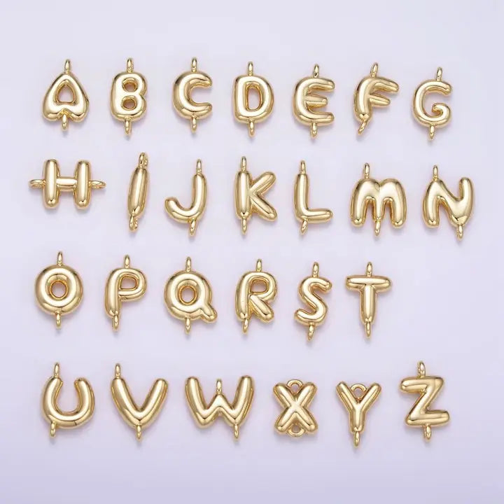 14K Gold Filled 10mm Initial Letter Chubby Balloon Mini Connector