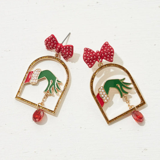 Christmas Grinch Hand Earrings