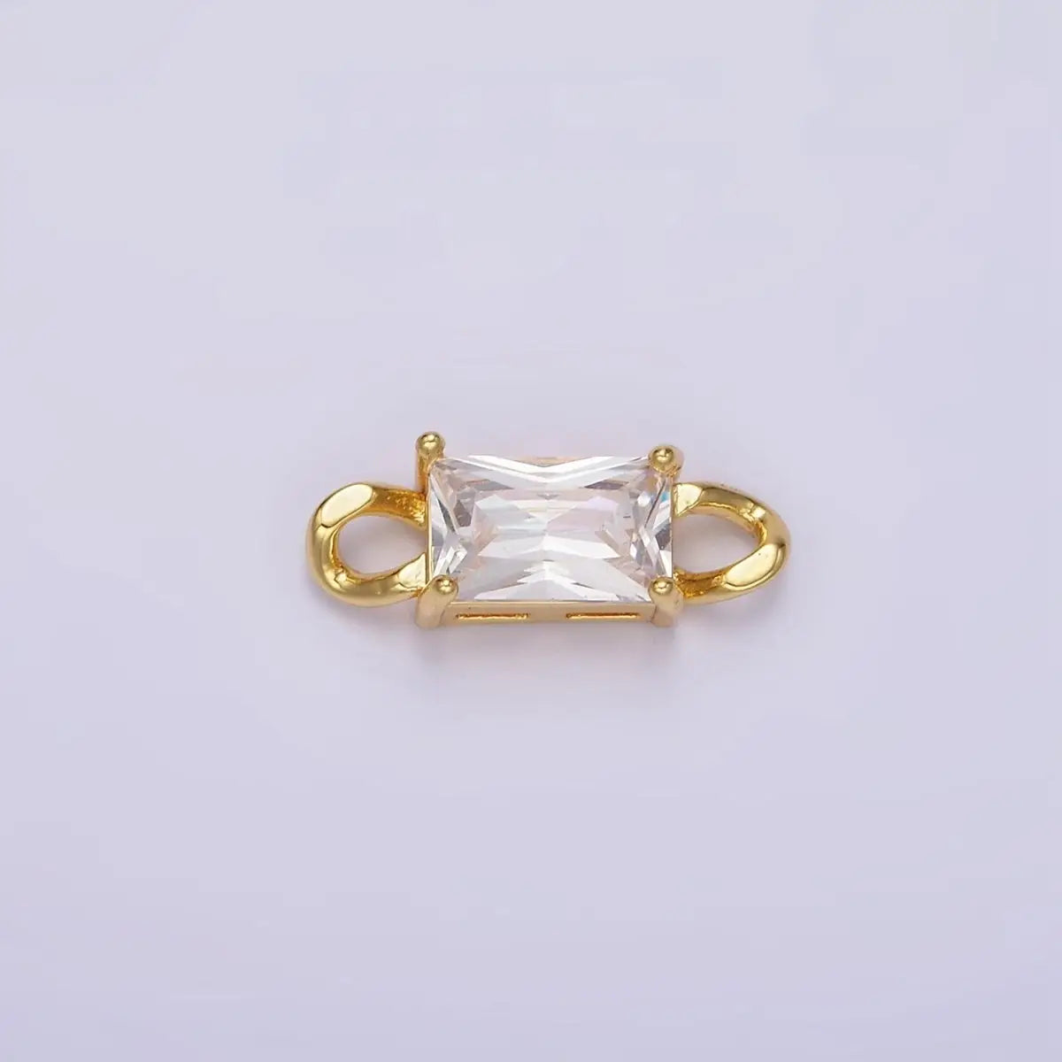 24K Gold Filled Clear Cz Baguette Curb Link Loop Connector